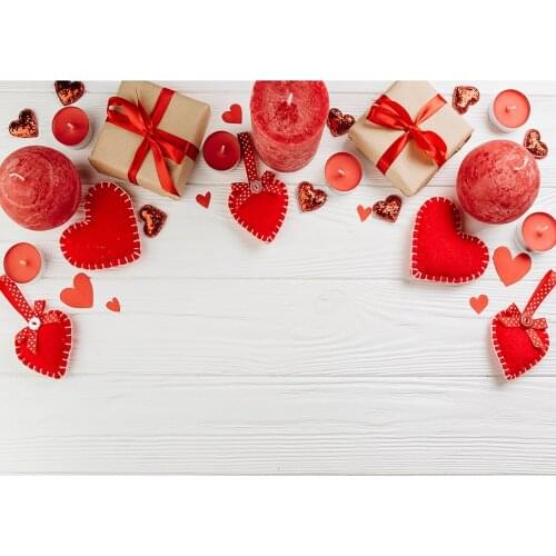 Candle Hearts Gifts White Board Photo Background Custom Backdrop for Wedding Lovers Valentines Day Photoshoot Photography Props
