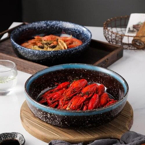 10 Inch Deep Bowl Japanese Restaurant Commercial Ceramic Soup Ramen Bowl Household Large Daily Porcelain Tableware CE / EU