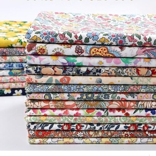 Floral Print Cotton Poplin Summer Thin Fabric for DIY Sewing Children Dress Clothes Handmade Accessories by the Meter 150x50cm