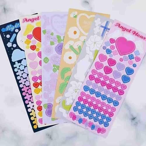 Ins Hot Art Love Moon Flower Ribbon Sticker Kawaii Hand Account Diary Star Chasing Decoration Material Stationery Stickers