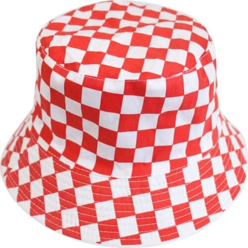 New Red White Plaid Croatia Hrvatska Fisherman Hats Bucket Caps Women Mens