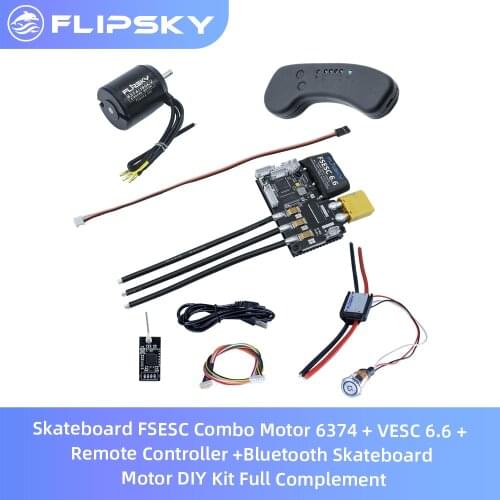 Skateboard ESC Combo Motor 6374 + FSESC 6.6 + Remote Controller +Bluetooth Skateboard Motor DIY Kit Full Complement