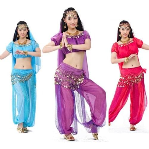 2018 Bollywood Indian Belly Dance Costume Top Pants Outfit Halloween Fancy Costume