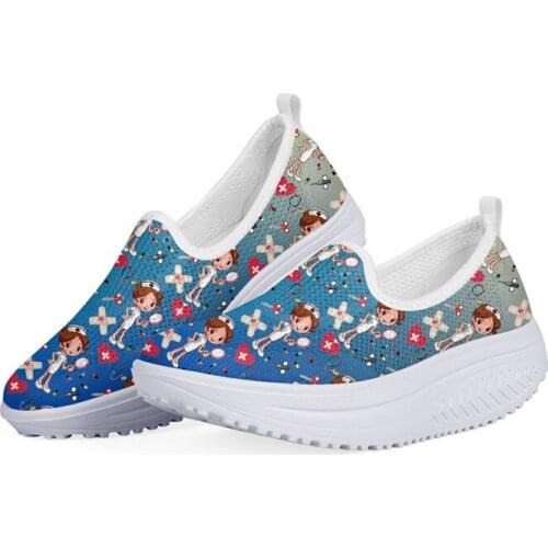 WHEREISART Womens Nurse Flats Platform Shoes Casual Sneakers Height Increasing Fashion Summer Mesh Slip-on Comfortable Zapatos