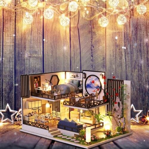 DIY Doll House Wooden Doll Houses Miniature Dollhouse Furniture Kit With LED Toys For Children Christmas Gift Fastship