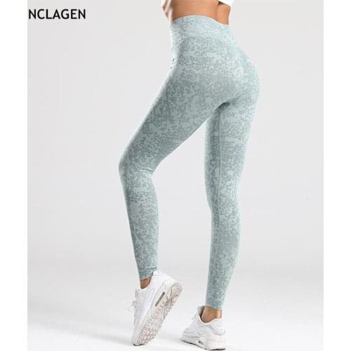 NCLAGEN Leopard Seamless Workout Fitness Leggings Gym Running High Waist Yoga Pants Sports Tights Elastic Training Sweatpants