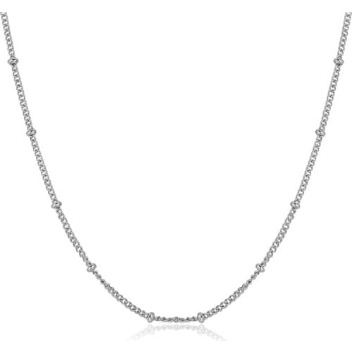 Mesinya 16 18 20 24 30'' 2.3mm tiny shiny 316L S.Steel Ball Station chain necklace for girl boy womans pendant necklace