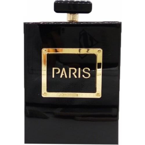 Fashion Acrylic Transparent Bag Women Chic Black Perfume Bottle Handbags Purse Paris Party Toiletry Wedding Clutch Evening Bags