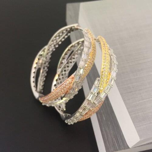 Lanyika Fashion Jewelry Graceful Intersect Micro inlay Party Earrings Anniversary Banquet Daily Best Gift