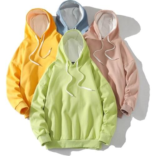 2021 Autumn Korean Mens Solid Streetwear Hoodies Cotton Blended Casual Hooded Sweatshirts Male 8 Colors S-5XL V20