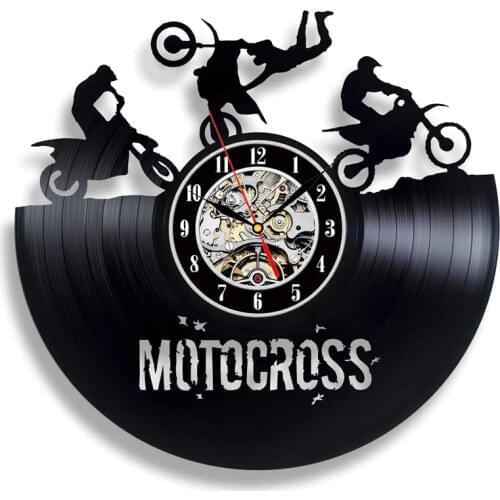 Motocross Vinyl Record Wall Clock Modern Design Motorcycle Racing 3D Decoration Hanging Watch Vinyl Wall Clocks Home Decor