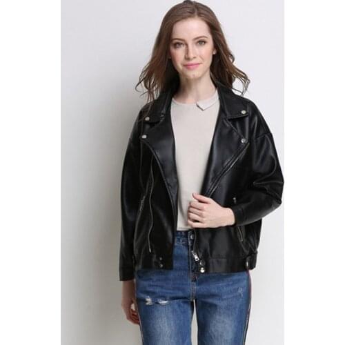 2020 New Spring Autumn Women Faux Soft Leather Jackets Pu Black Blazer Zippers Coat Motorcycle Outerwear Female Biker Jacket