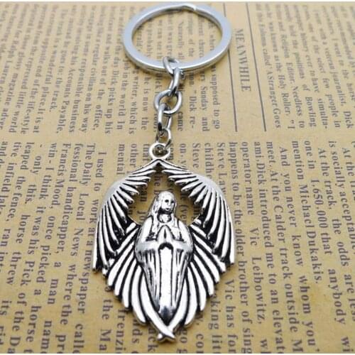 New Heart Shape Angel Wing Pendant Diy MenS Car Keychain Ring Set Keyring Souvenir Jewelry Gift