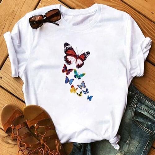 New Arrival Beautiful butterfly Print Women T Shirt Tops O-Neck Casual Short Sleeve Harajuku Streetwear Gothic Clothes T-shirt