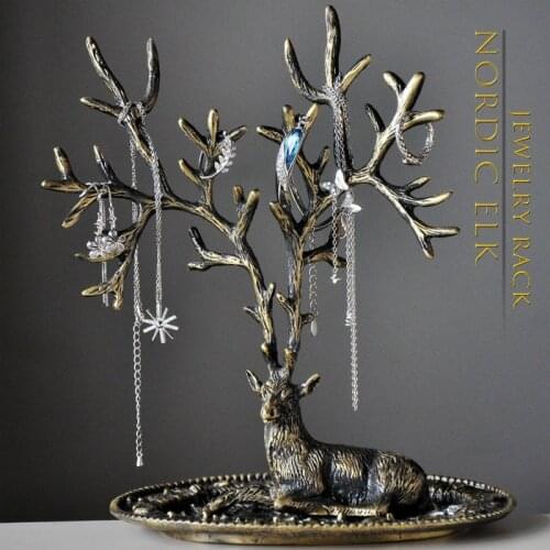 New Nordic Antlers Jewelry Display Frame Creative Home Decoration Retro European Household Necklace Earrings Jewelry Rack Gifts