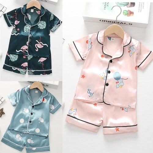 Kids Pajamas Set Summer Children Short Sleeve Sleepwear Boys Girls Pyjamas Girl Clothing Nightwears Set