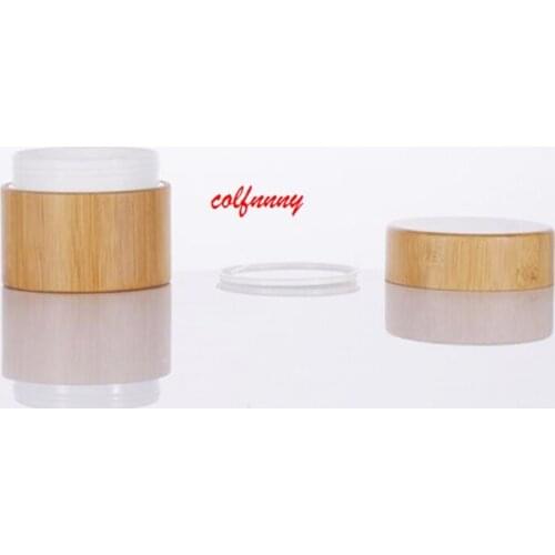 250pcs/lot 30g Glass Jar with bamboo outer Empty Cream Jars Cosmetic Packaging Containers Pot With Lid For Hand cream Container
