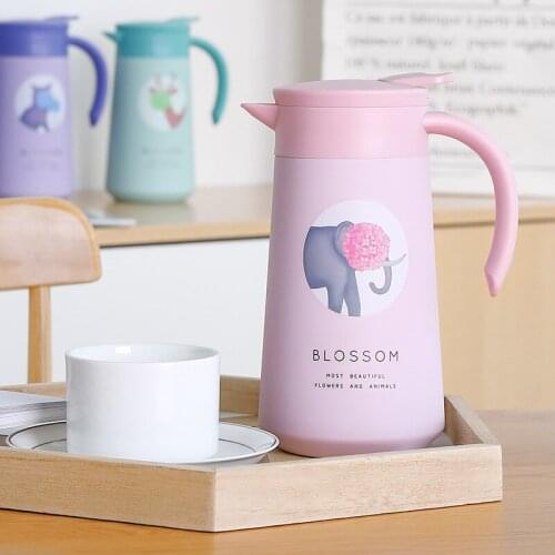 800ML Double Wall Stainless Steel European Style Thermal Insulation Pot Portable Coffee household boiling water bottle Handgrip