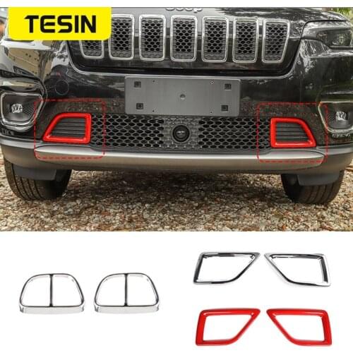 TESIN Car Stickers For Jeep Cherokee ABS Car Front Bumper Air Inlet Decoration Cover Tailthroat Stickers For Jeep Cherokee 2019