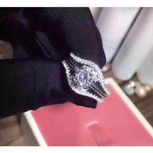 TRS01 Luxury Wedding Rings Sets Best Quality NSCD Synthetic Gem 2PC ring sets 0.6/1/1.5/2/3 carat