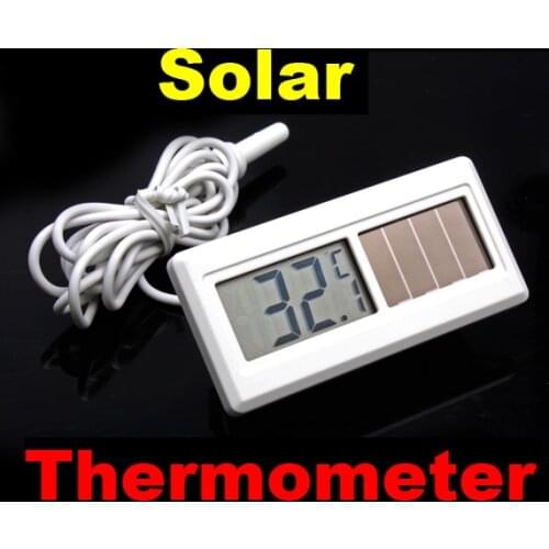 Waterproof Solar Thermometer Potable Solar Powered Digital LCD Thermometer -50℃ ~ 150℃ Sensor Cable 1M Household Supplies