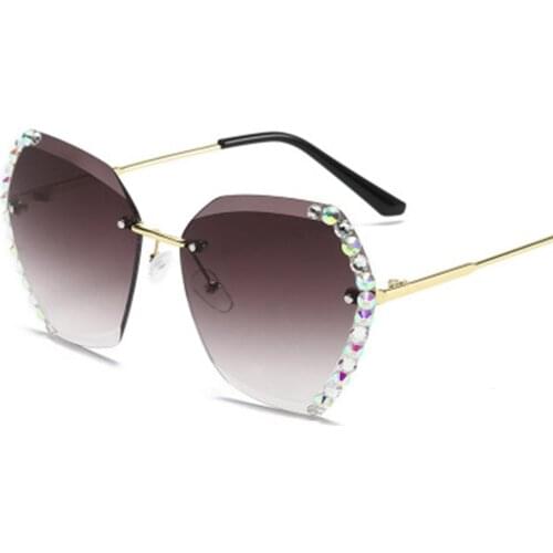 Womens Diamond Street Photo Sunglasses Rimless Cut Edge Sunglasses Adult Ultraviolet-proof Decorative Glasses For Women