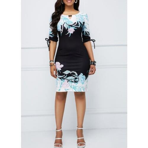European and American plus size digital printing slim hip plus size elastic professional dress women lady office skirt colothes