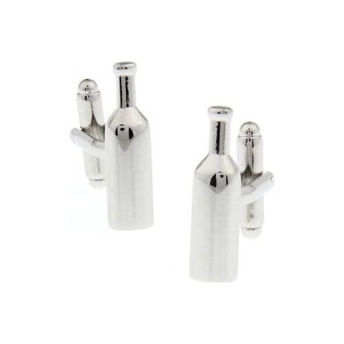 1 Pair Retail Mens Cufflinks Silver Color Brass Bottle Design