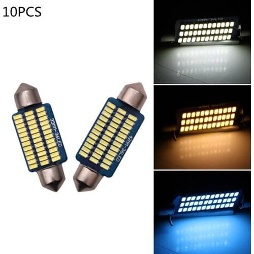10X Festoon Car LED Interior Reading Light 4000K Warm White 6000K C5W C10W 31mm 36mm 39mm 41mm Auto Room Ceiling Dome Lamp 12V