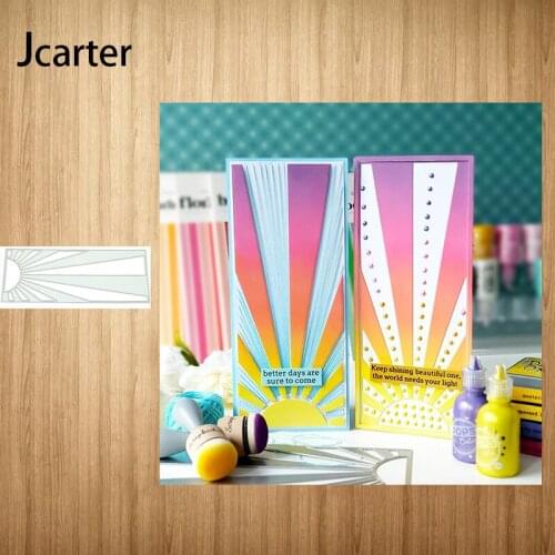 2021 Sun Rays Rectangle Metal Cutting Dies Shape for Scrapbooking Craft Die Cut Stencil Card Make Mould Sheet Decoration Design