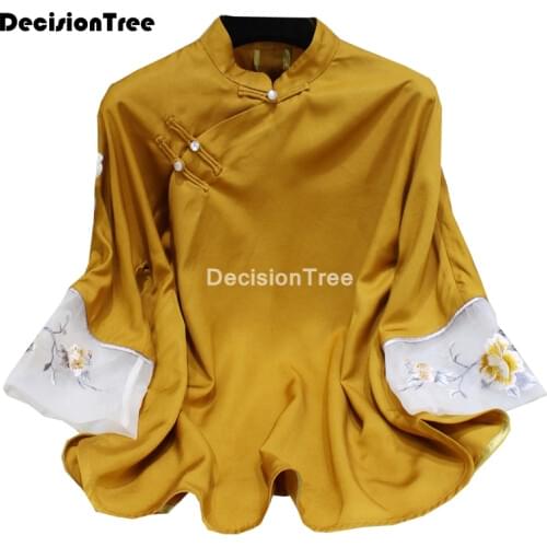 2021 chinese traditional costume women classic tang suit hanfu ethnic vintage party dance wear cheongsam chiffon coat jacket