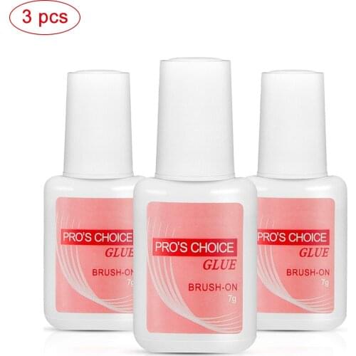 3 Bottles Nail Glue for Acrylic Nails False Nail Glue Nail Tips Glue Brush on Nail Glue for Nail Art Salons Nail Polish Art #E