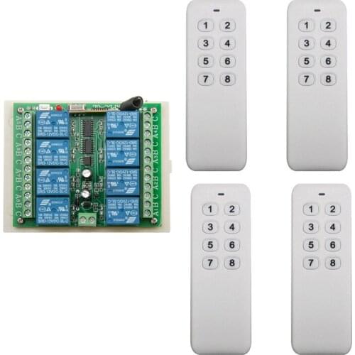 500m DC 12V 8 CH Channel 8CH RF Wireless Remote Control LED Light Bulb Switch System Receiver + Transmitter, 315 433 MHz