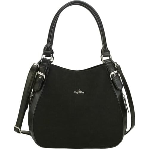 Angel Kiss Brand Women Black Handbag Lady Roomy Shoulder Bag Messenger Tote with Adjustable Long Strap