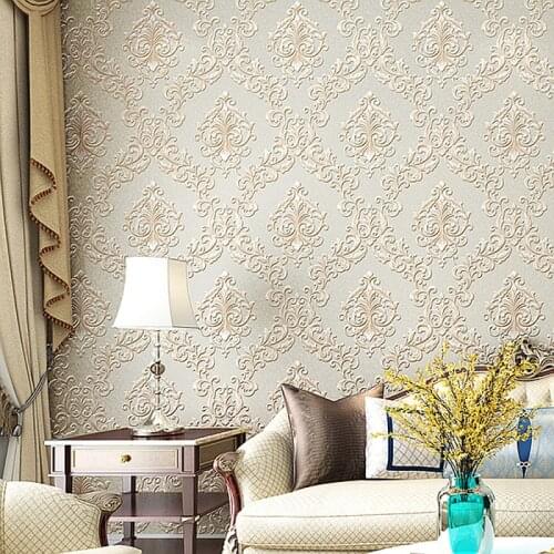 Beige Embossed Texture Wallpaper Striped & Damask Match Pattern Home Decor Bedroom Living Room Background Wall Paper