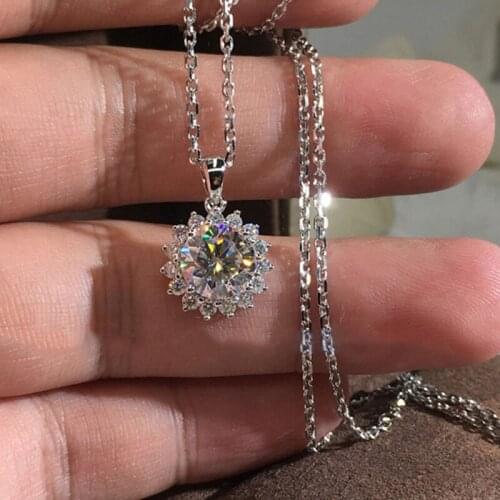 High Quality Full Crystals Flower Pendant Necklaces For Women Delicated Silver Color Cubic Zircon Party Wedding Jewelry Necklace