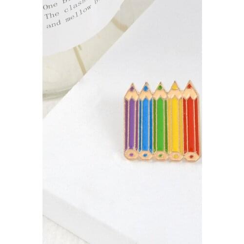 Colored Pencils Pin Rainbow Pencil Enamel Pin Badge Childhood Cartoon Drawing tools Brooch Jewelry Gift for Kids Children Artist