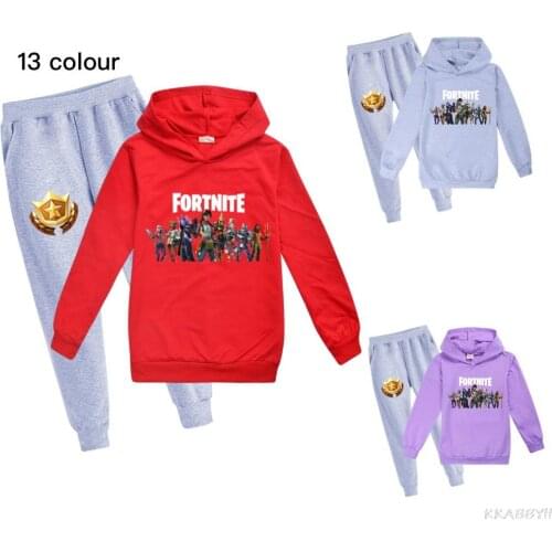 Fortnite Spring Autumn Sweatshirt Pants Set Kid Cotton Sport Active Coat Set Hoodie Trousers Boy Girl Clothing Jacket Toddler