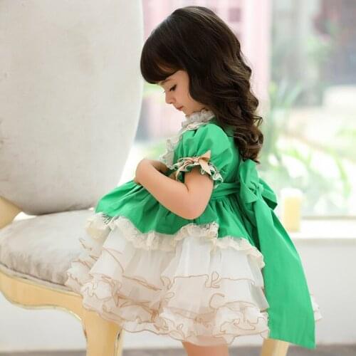 Baby Clothing Spanish Vintage Lolita Ball Gown Lace Bow Print Birthday Party Easter Cute Princess Dresses For Girl