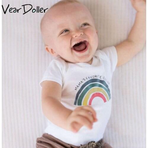 VearDoller Newborn One-Pieces Rainbow Print Cotton Short-sleeved Infant Romper Summer Baby Clothing 3-18Months Boys Girls Romper