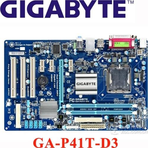For Intel G41 DDR3 Gigabyte GA-P41T-D3 100% Motherboard USB2.0 8G P41T-D3 Desktop SATA II P41T D3 Systemboard PCI-E X16 Used