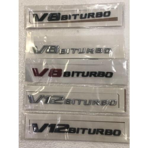 For MERCEDES V8 BITURBO V12 BITURBO Side Fender Logo Nameplate Emblem Decoration Modified 2pcs