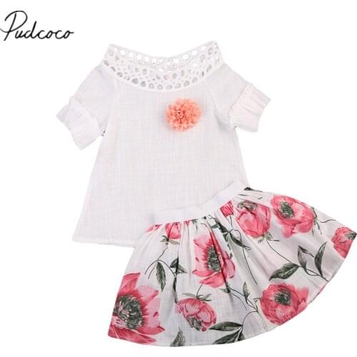 Citgeett Toddler Kids Baby Girls T-shirt Floral Tops+Dress Summer Outfits Clothes 2PCS Set 2-7Y