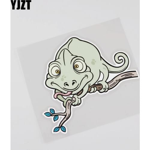 YJZT 14CMX12.9CM Personality Cartoon Chameleon Car Sticker Animal Decal 13B-0049