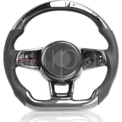 Customized Carbon Fiber with Perforated Leather & LED & Trim without Airbag cover For Volkswagen Golf MK7 Steering Wheel