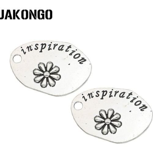 JAKONGO Antique Silver Plated Inspiration Charms Pendant for Jewelry Making Bracelet Accessories DIY Handmade 38x27mm 5PCS/lot