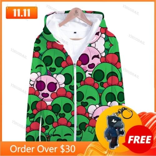 Boys Girls Cartoon Jacket Tops Teen Clothes Browlings Star, 3 To 14 Years Spike Kids Hoodies Browlers 3D Printed Sweatshirt