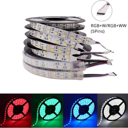 12V 24V Double Row RGBW RGBWW LED Strip Light SMD5050 5M 600LED Waterproof RGB Led Ribbon Flexible Lights White/Warm White/RGB