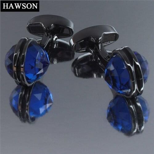 HAWSON Cufflinks Fashionable & Stylish Gun Plated Crystal Inlaid for Mens French Cuffs Shirts 5 Colors Accessories/Ornament