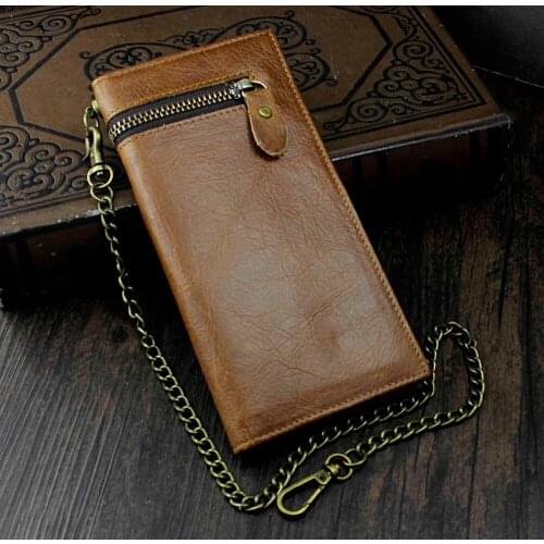 Mens Genuine Leather Momey/Card Long Wallet Purse With Key chain